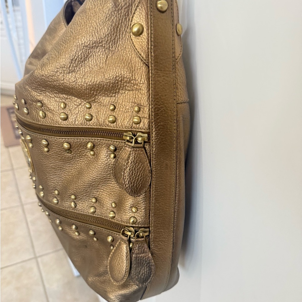 NWT Sharif Bronze leather Studded Hobo Bag with dust bag - Picture 2 of 16